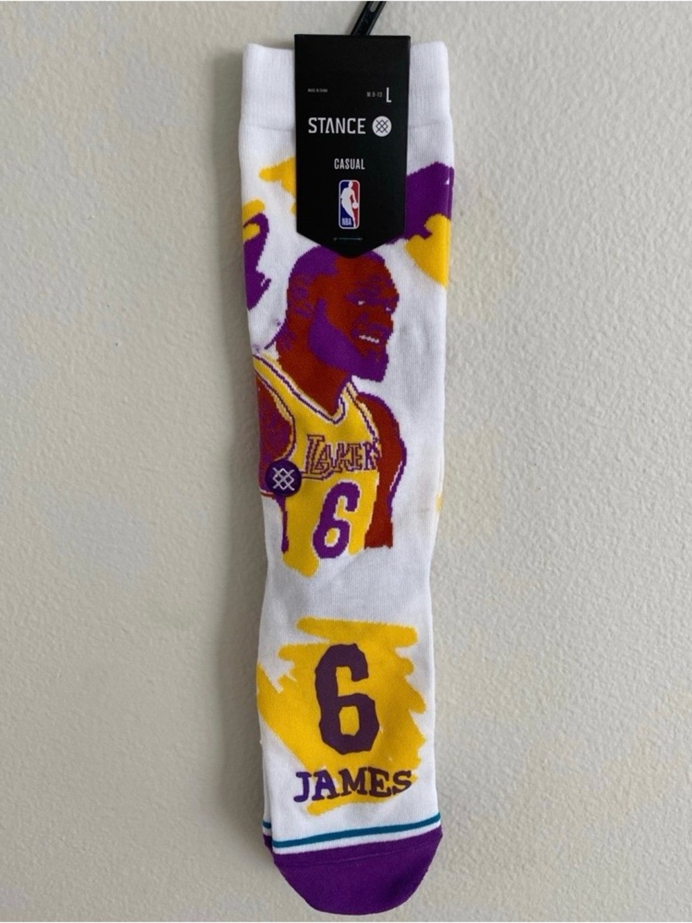Stance White Purple Yellow Lakers '6 LeBron James' Athletic Crew Socks